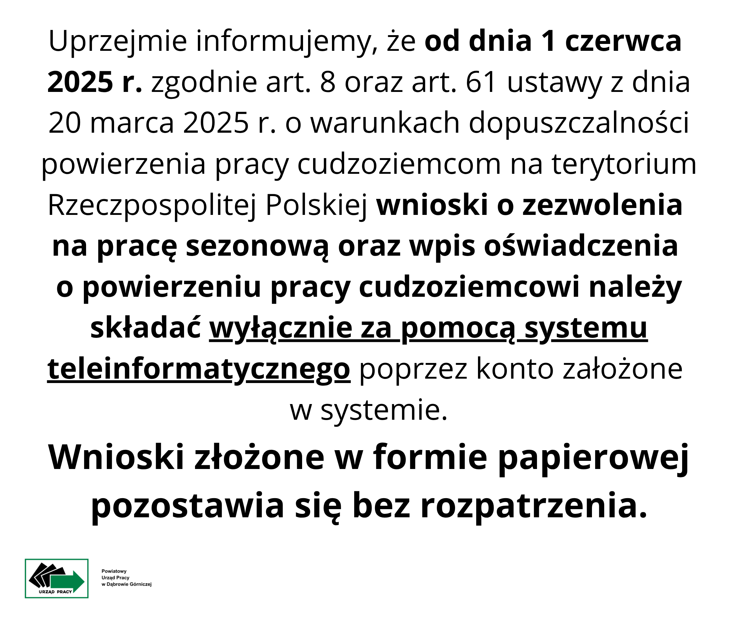 Obrazek dla: Informacja o warunkach dopuszczalności powierzenia pracy...