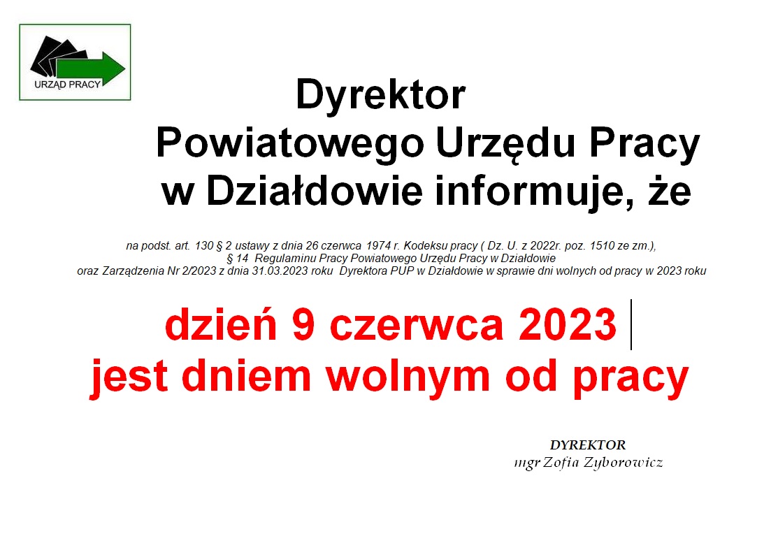 dzień wolny 9.06.2023