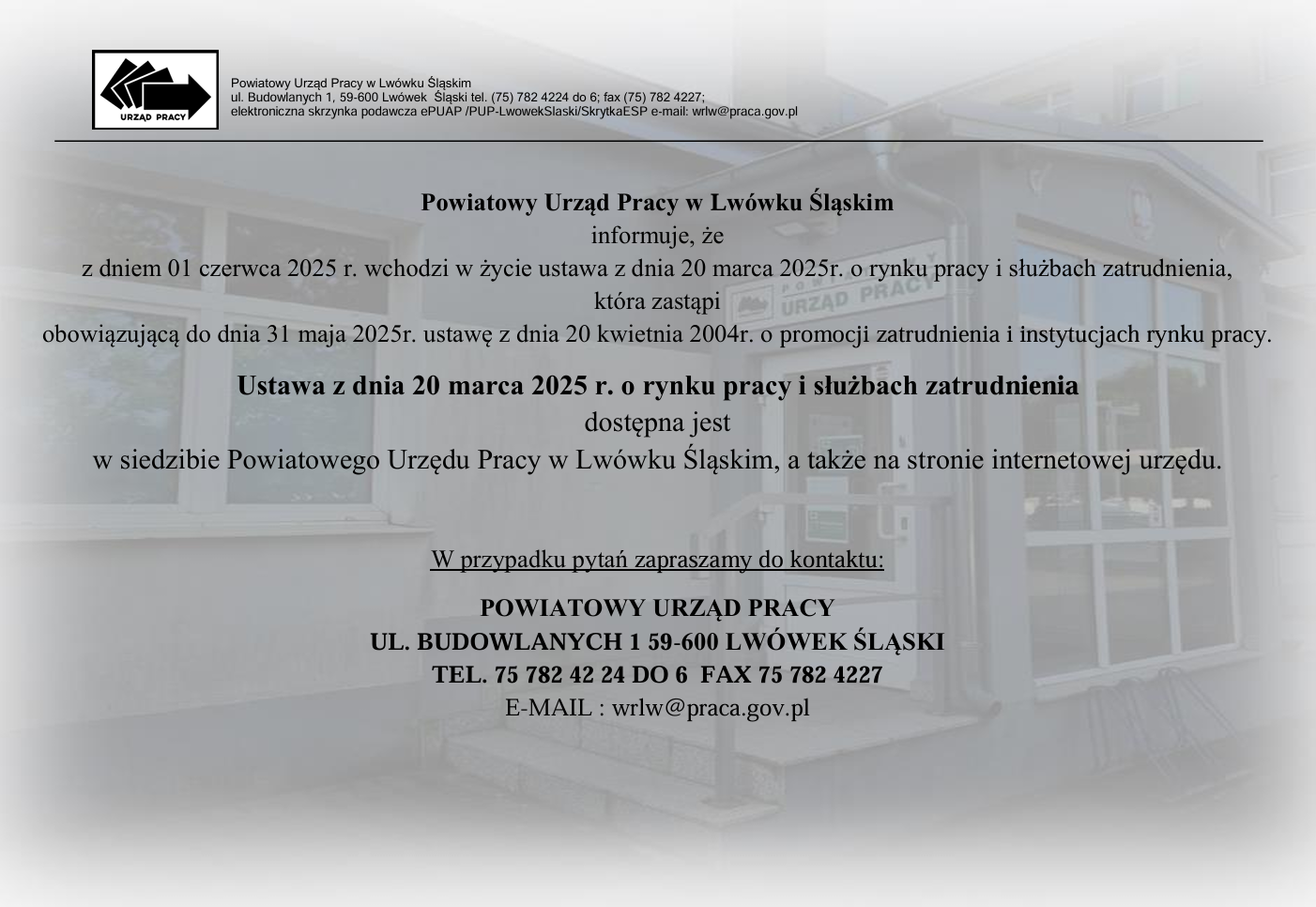 Zdjęcie artykułu Informacja o zmianie ustawy!