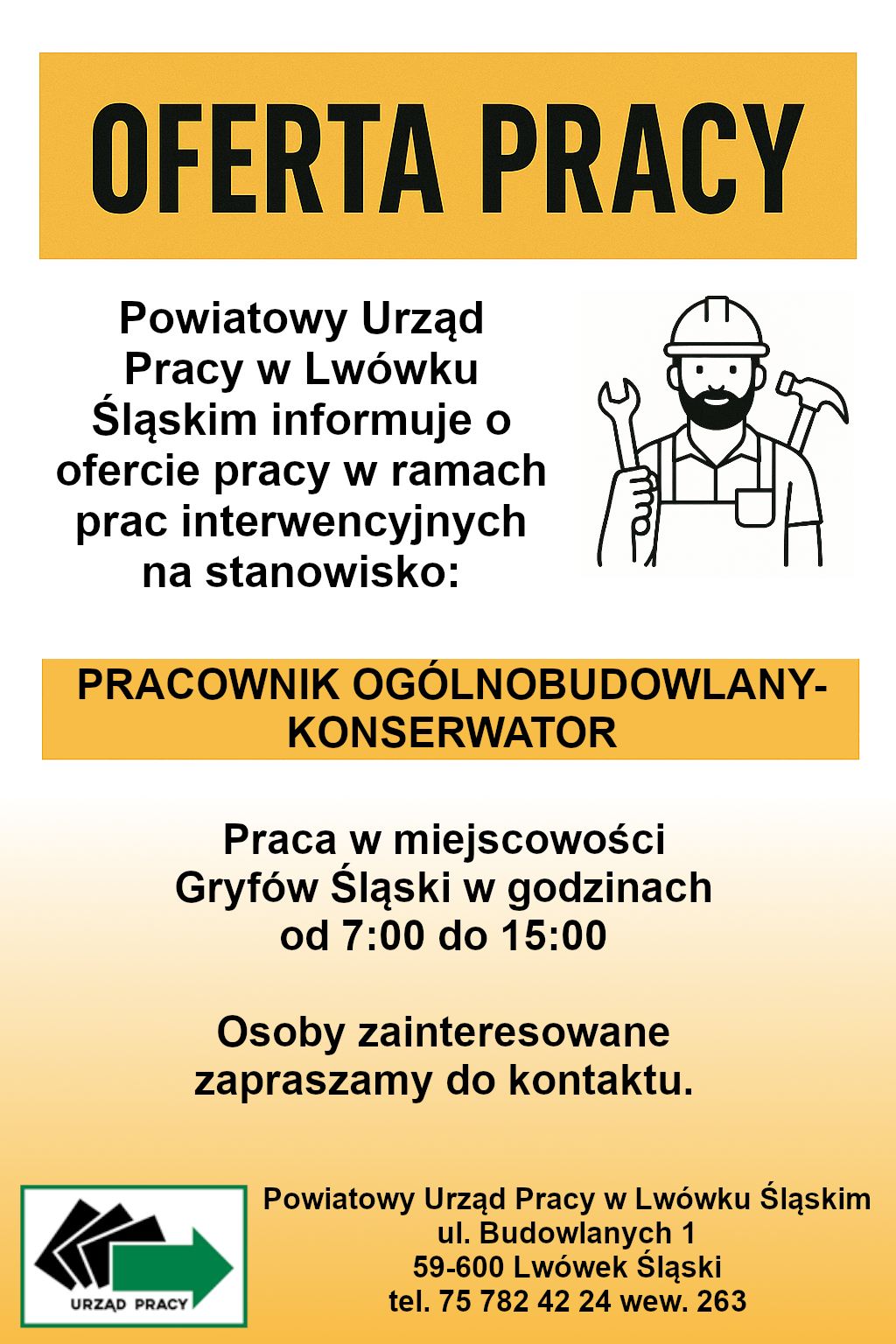 Zdjęcie artykułu Oferta pracy na stanowisku: Pracownik ogólnobudowlany - konserwator