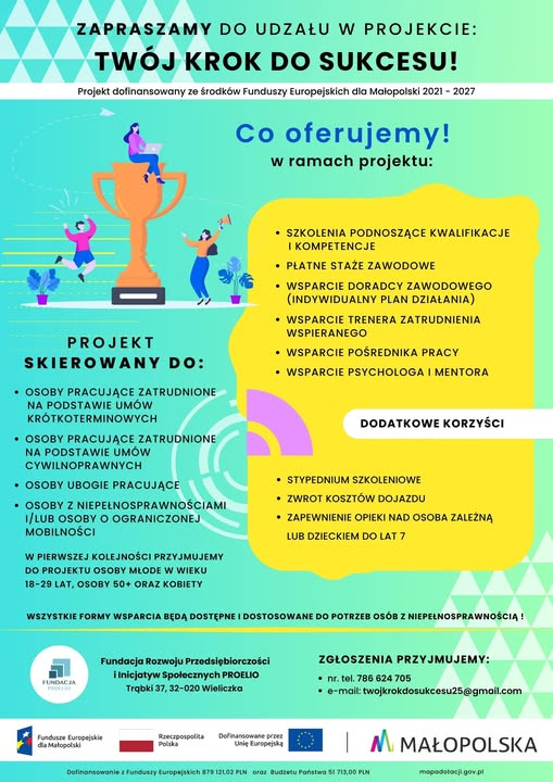 Zdjęcie artykułu Zaproszenie do udziału w projekcie TWÓJ KROK DO SUKCESU!