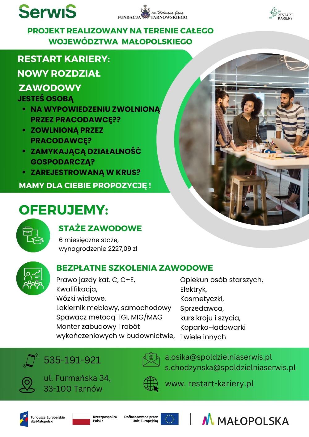 ulotka do projektu pod nazwą RESTART KARIERY