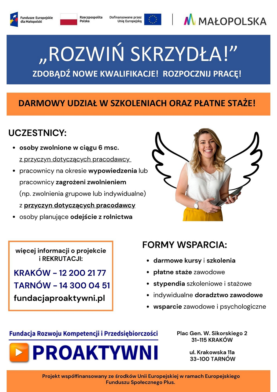 plakat projektu Rozwiń SKRZYDŁA